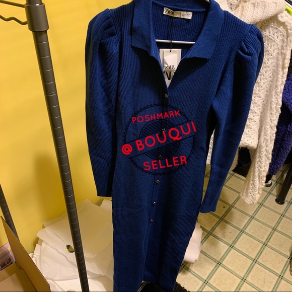 BLOGGERS FAVORITE ZARA PUFF SLEEVES KNIT DRESS - Picture 2 of 9